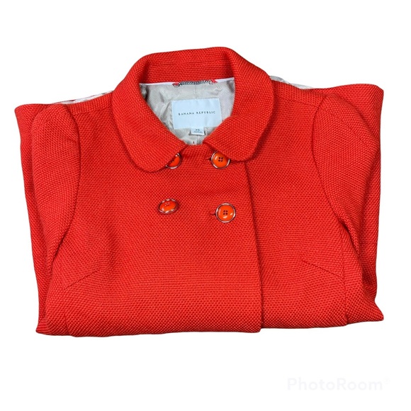 ❄️ Banana Republic Womens Orange Knit Double Breasted Pea Coat Jacket Size XS - Picture 11 of 11